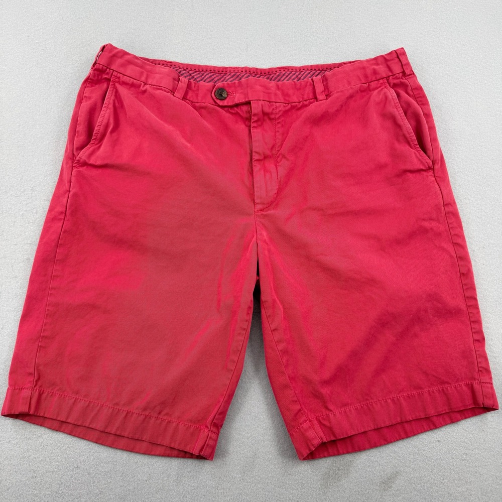 Brooks Brothers Mens Red Cotton Bermuda Shorts Size 38 Flat Front Chino‎ Shorts